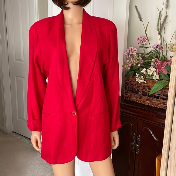 NWT Jacobson’s 80’s oversized red woven blazer - Picture 2 of 9